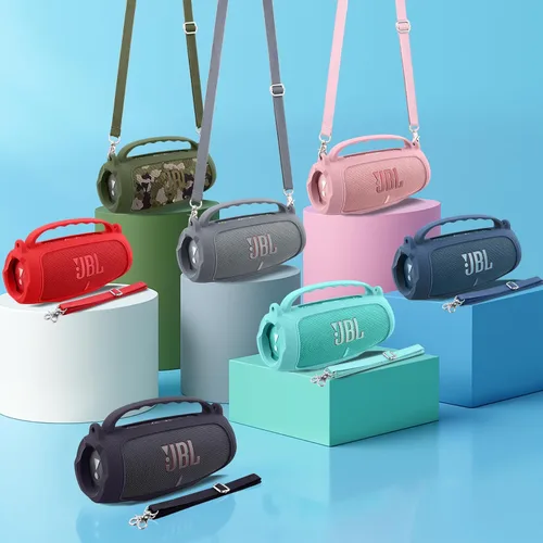 Vista 3 de co2CREA Funda de silicona para altavoz Bluetooth JBL Charge 5 portátil a prueba de agua, funda de viaje suave con correa para el hombro, funda