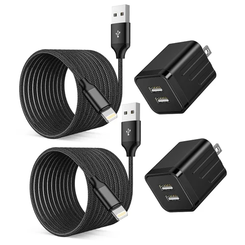 Vista 9 de Cargador rápido para iPhone, cargador de iPhone de carga rápida, paquete de 2 cargadores de pared USB de doble puerto, adaptador de bloque