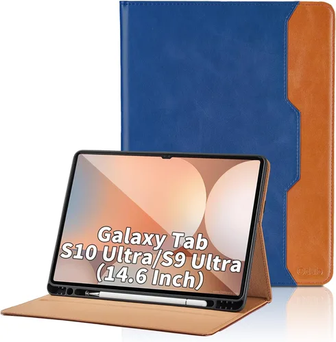 Vista 34 de Funda para Samsung Galaxy Tab A7 de 10,4 pulgadas 2020 (SM-T500/T505/T507) - Funda de piel sintética con función atril y bolsillo, función de Azul