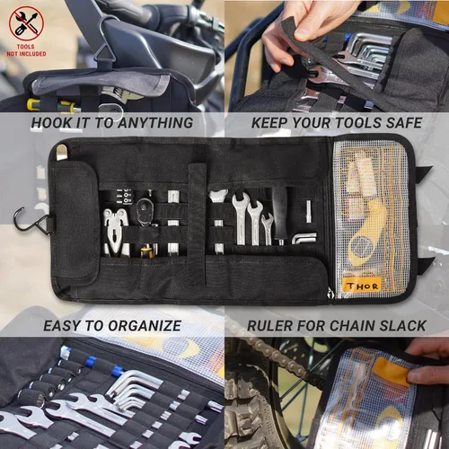 Vista 5 de ODINSBERG Bolsa de Rollo de Herramientas para Motocicleta - Herramientas NO Incluidas - Bolsa de Herramientas Pequeña, Bolsa Enrollable para Llave