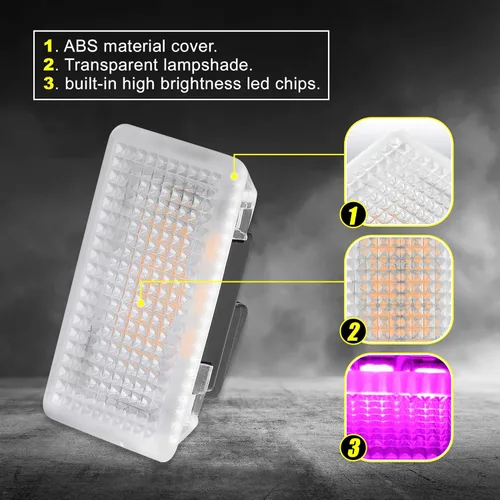 Vista 2 de X AUTOHAUX 2 luces LED para Tesla modelo 3/Y/S/X luces moradas para interior del coche, luces LED rosas y moradas para el espacio de los pies