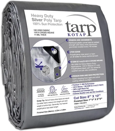 Vista 84 de Kotap TGS-0608 - Lona de polietileno reversible de 8 mil con protección UV, 6 pies X 8 pies, verde-plata