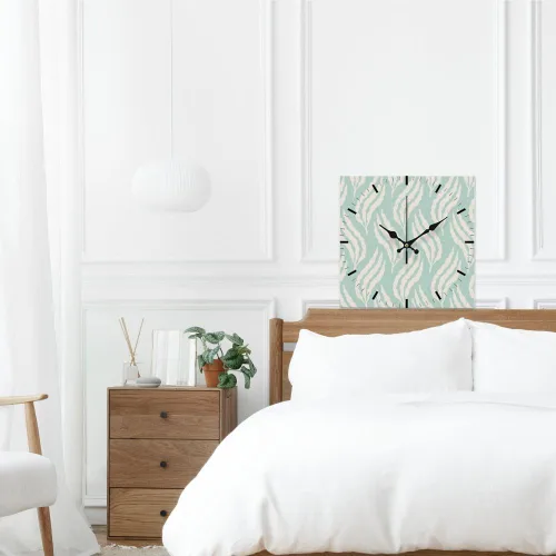 Vista 6 de Pastel Blue Seaweed with Speckled Battery Operated Clock Wall Clocks Wall Clock Decor Set Bathroom Clocks Battery Operated Analog for Kitchen