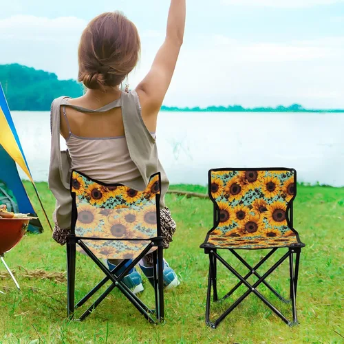 Vista 2 de Outdoor Folding Sunflower Green Leopard Camping Chairs for Adults Portable Camping Chair Lightweight Lawn Chair 202a3757