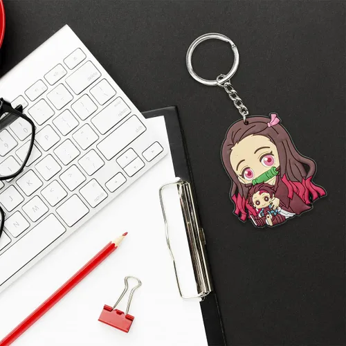 Vista 2 de NINJAMO Demon Anime Slayer Llavero colgante mochila de equipaje coleccionable mini figura plana