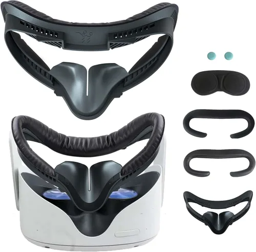 VR Face Pad for Oculus Quest 2, Fitness Facial Interface Bracket, Face Cushion Pad with 2 Replacement Pads,Thumb Stick Caps,Lens Cover,Anti-fogging