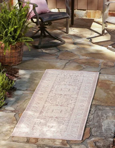 Vista 194 de Unique Loom Outdoor Aztec Collection Alfombra de área - Chalca (10 pies, redonda, azul/marfil)