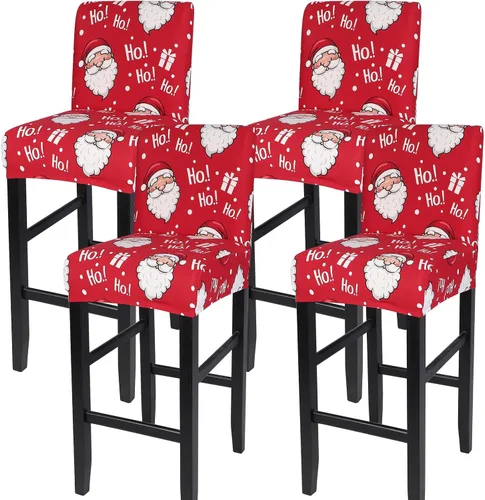 Vista 25 de SearchI Juego de 2 fundas de jacquard para taburetes de bar, elásticas y lavables, fundas para sillas de altura de mostrador para cocina, comedor