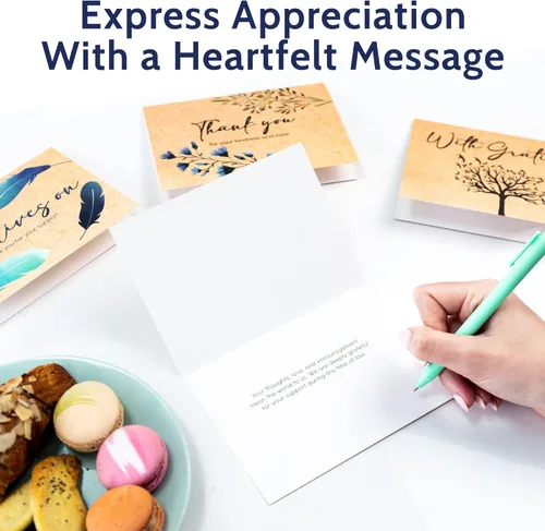 Vista 7 de T MARIE 96 tarjetas de agradecimiento funerarias de lámina dorada, diseños de estilo rústico de 4.5 x 6.25 pulgadas, notas de agradecimiento a