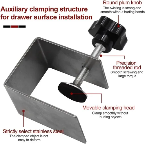 Vista 4 de Abrazaderas de instalación de cajones de gabinete, 2 abrazaderas de instalación de cajones derecha e izquierda, herramientas para cajón de gabinete