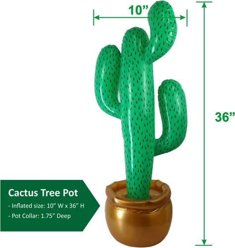 Vista 5 de GIFTEXPRESS Paquete de 2 cactus inflables de 36 pulgadas y cactus jumbo de 76 pulgadas para fiestas temáticas