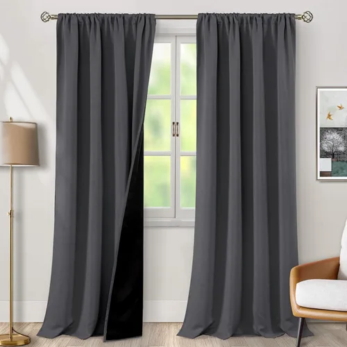 Vista 25 de BGment - Cortinas opacas para sala de estar de 63 pulgadas de largo, juego de 2 paneles, cortinas para oscurecer toda la habitación, cortinas