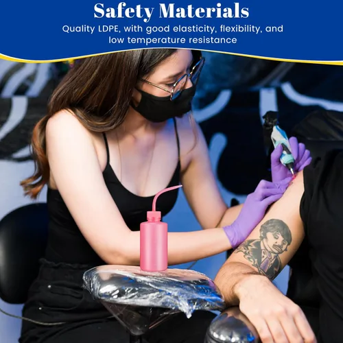 Vista 5 de Dandat 24 botellas exprimibles para tatuajes, botella de lavado de laboratorio, botella de plástico de seguridad para agua, enjuague, enjuague