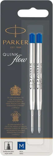 Vista 8 de PARKER QUINKflow - Recambio de tinta para bolígrafo, punta media, azul, paquete de 2