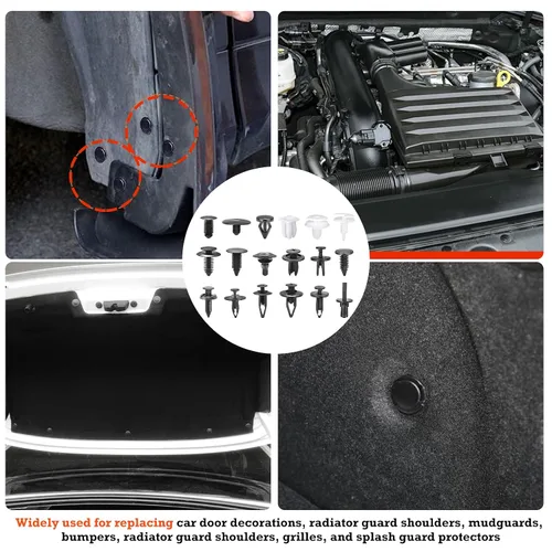 Vista 4 de Kit de clips y sujetadores de retención para automóvil – 18 tamaños universales de clips de parachoques de nailon, remaches para guardabarros, clips