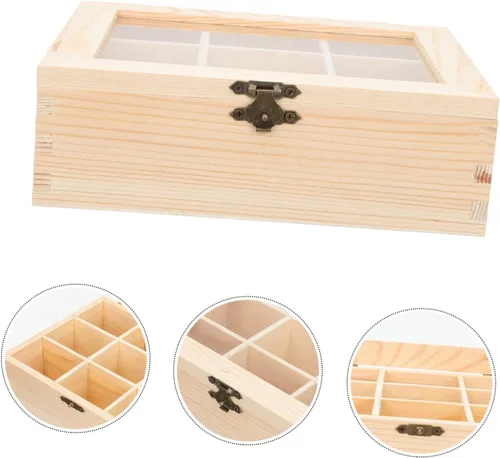 Vista 4 de Housoutil Caja de almacenamiento para bolsitas de té, organizador con compartimento para el hogar, hotel, restaurante, caja de té multiusos y objetos