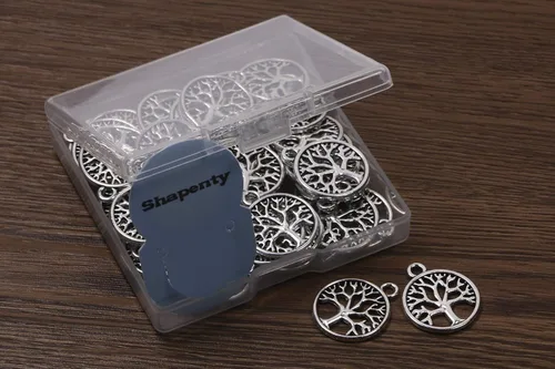 Vista 4 de Shapenty Dijes redondos de metal para el árbol de la vida, cuentas a granel, accesorios para hacer manualidades, pulseras, collares, aretes