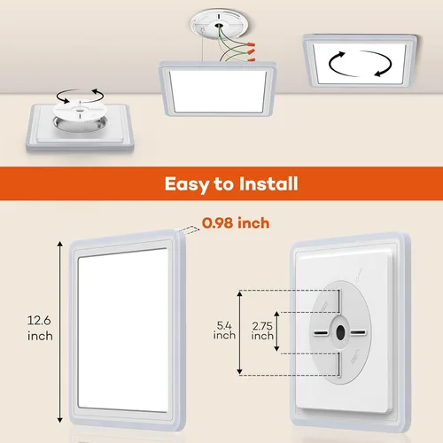 Vista 7 de Annaror Lámpara de techo LED inteligente WiFi, lámpara de montaje empotrado RGB de 13 pulgadas con control remoto, compatible con Alexa Google Home