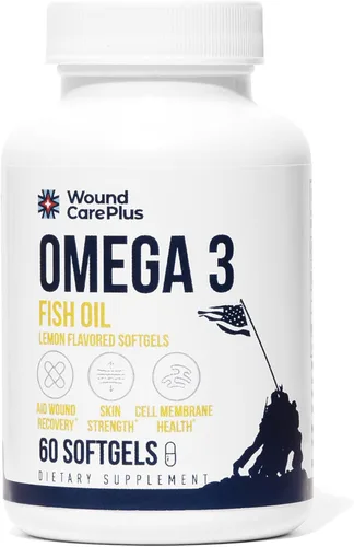 Wound Care Plus Suplemento de aceite de pescado omega-3 – Ácidos grasos EPA y DHA de alta potencia – Apoya la salud del corazón, respuesta a la