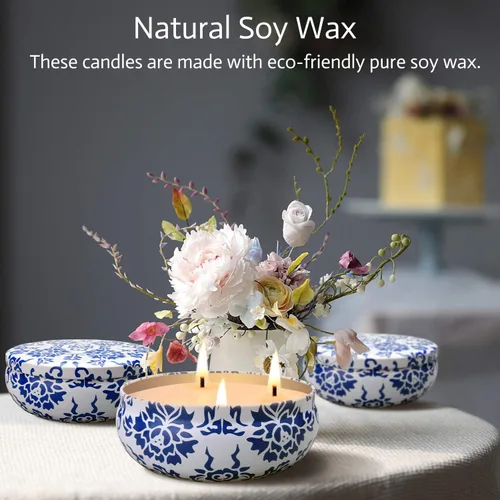 Vista 3 de Hausware Velas de citronela para exteriores e interiores, juego de 3 velas perfumadas grandes de 13.5 onzas, velas de citronela de cera de soja