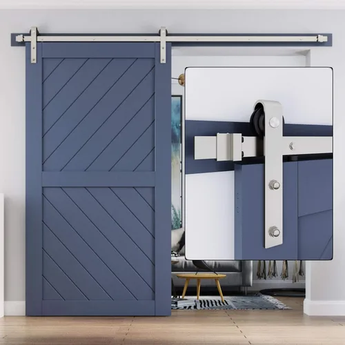 Vista 11 de EaseLife Kit de Rieles de Hardware de 5 Pies para Puerta Corredera de Granero de Níquel Cepillado, Polea J Básica, Trabajo Pesado, Se Desliza Suave