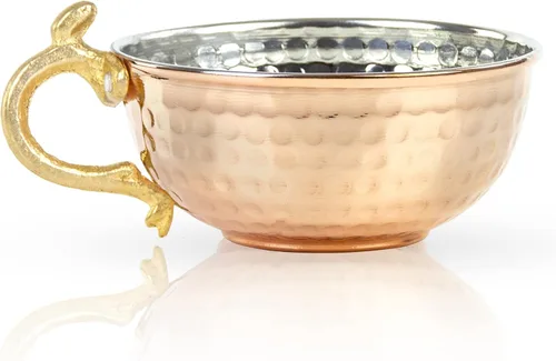 JAIRESTONE Taza de espuma de cobre, accesorio de aseo tradicional martillado a mano turco, cuenco de afeitar de seguridad y soporte para cepillo,