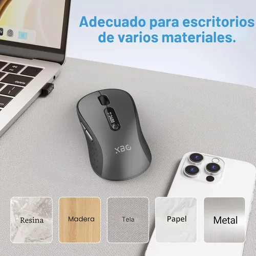 Vista 9 de XBG Ratón Bluetooth inalámbrico B15pro, Bluetooth 5.0/4.0 y 2.4G Tri-Mode, tipo C recargable con pantalla LED, clic silencioso ergonómico