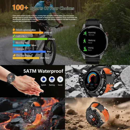 Vista 5 de Smart Watch for Men Built-in GPS(Answer/Make Call/Text), 1.46" AI Smartwatch for Android Phones/iPhone, 100+ Sport Mode Fitness Tracker with