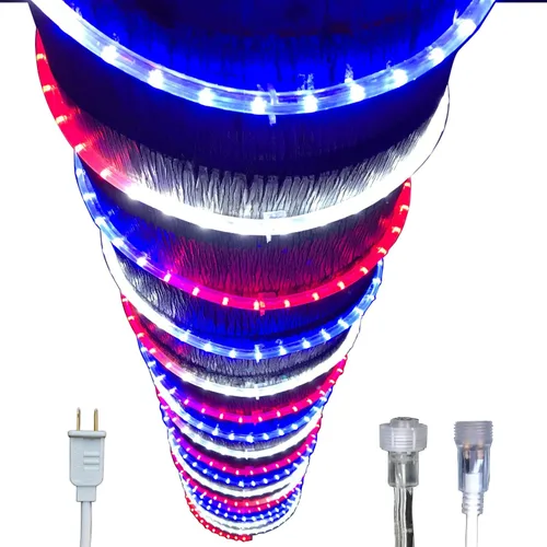 Russell Decor Cuerda de luces patrióticas roja, blanca y azul para el Día de la Independencia, 4 de julio, Día de los Caídos, Día de los Veteranos y