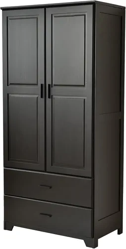 Vista 5 de Woodpecker's Inc Armario de madera maciza de pino con puertas elevadas y 2 cajones (negro)