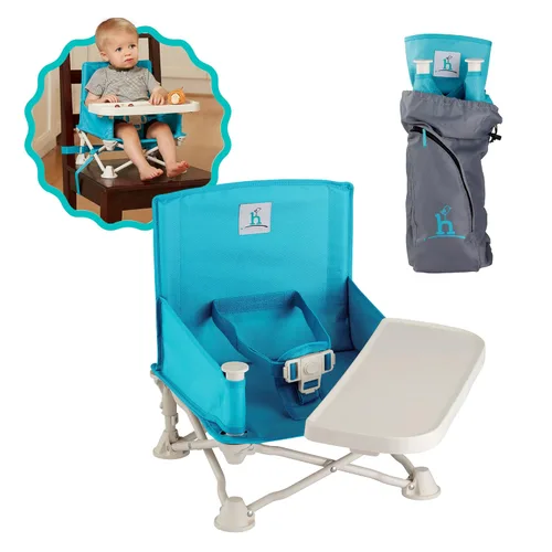 Vista 15 de Hiccapop OmniBoost Asiento elevador de viaje con bandeja para bebé Asiento elevador portátil plegable para bebé para mesa de comedor, camping
