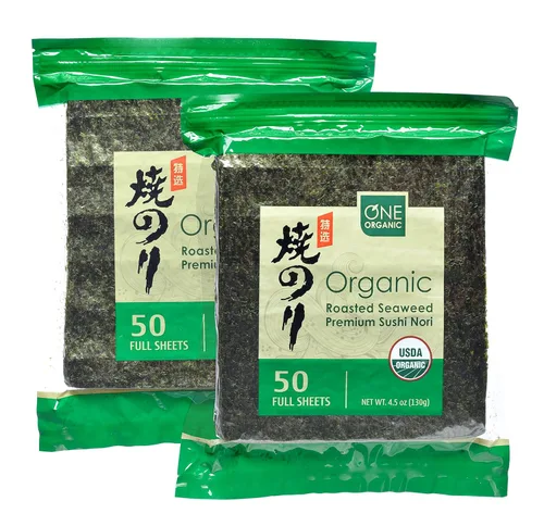 Vista 8 de ONE ORGANIC Sushi Nori Premium - Algas orgánicas tostadas (10 hojas completas)