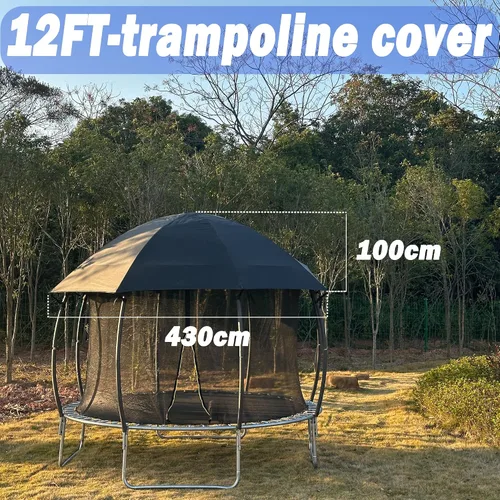 Vista 3 de Cubierta de toldo para cama elástica de 10, 12, 14, 15, 16 pies, para camas elásticas de patio, tela impermeable 600D resistente con costuras