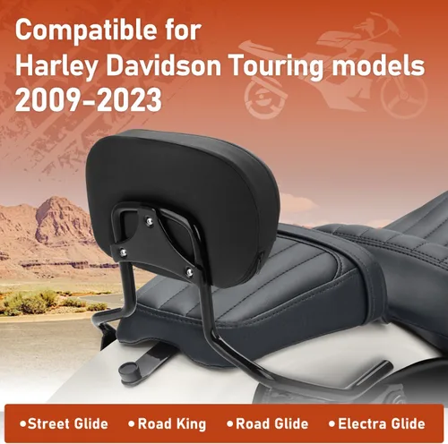 Vista 2 de Almohadilla trasera desmontable para respaldo de pasajero, compatible con Harley Davidson Touring Street Glide, Road King, Road Glide, Electra Glide
