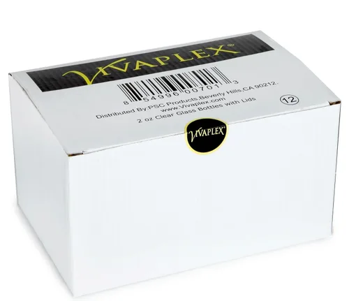 Vista 2 de Vivaplex, 12, botellas de vidrio transparentes, de 2 onzas, con tapas