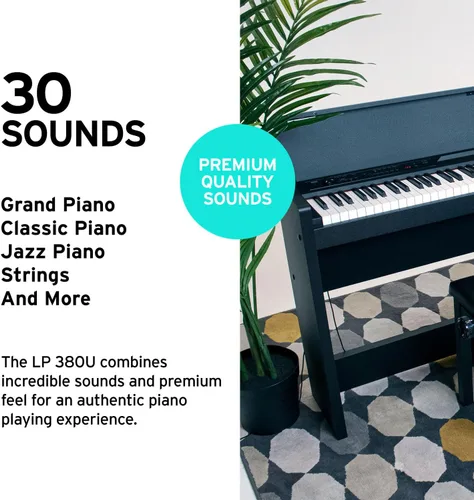 Vista 10 de Korg LP-380U - Piano digital para el hogar con teclado de 88 teclas y soporte, palisandro Rosewood