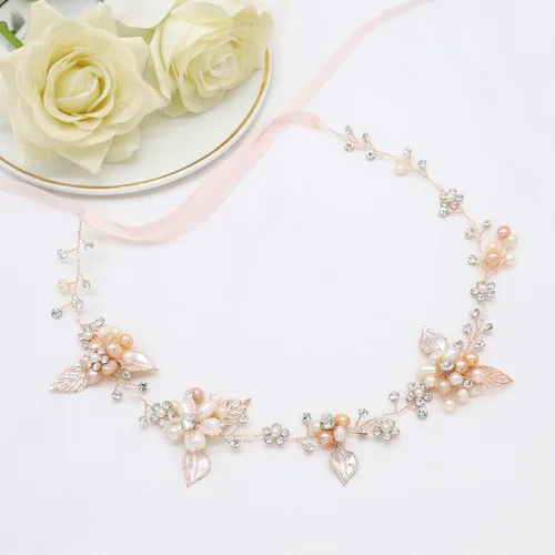 Vista 8 de Oriamour Diadema de cristal nupcial con perlas de agua dulce, diseño de flores, accesorios para el cabello de boda (plata)