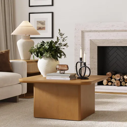 Vista 11 de Nathan James Asher Mid-Century - Mesa de centro rectangular con parte superior de cristal y estante de almacenamiento con acabado de madera con Negro