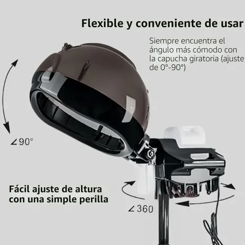 Vista 3 de Salón Profesional De Pie Negro Con Capucha Vaporizador De Pelo