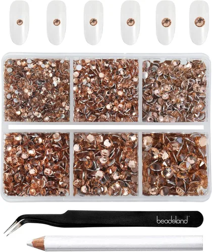 Vista 33 de Beadsland 4300 piezas de diamantes de imitación planos, diamantes de imitación para uñas en color burdeos, cristales redondos para manualidades