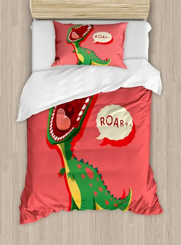 Vista 238 de Ambesonne Hawaii - Juego de funda de edredón de verano, palmeras y hojas exóticas de helecho, fondo colorido abstracto, juego de ropa de cama