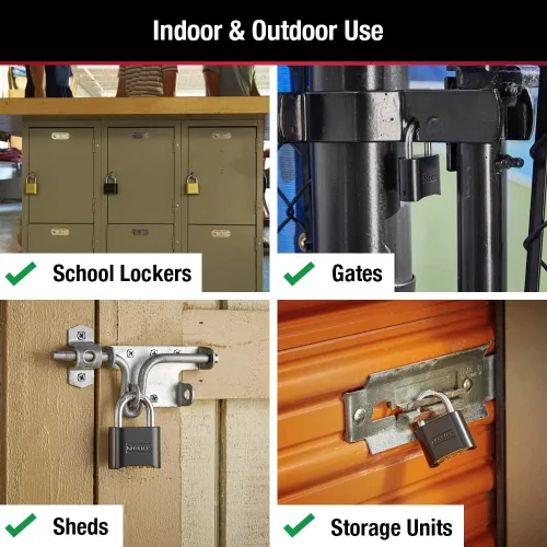Vista 4 de Master Lock Candado de Combinación Negro, Establece Tu Propio Candado de Combinación, Resistente a la Intemperie, para Interiores y Exteriores