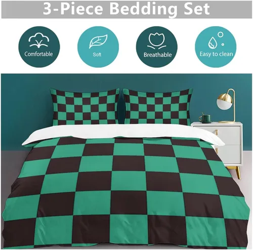 Vista 5 de INFLAG Juego de ropa de cama de anime: juego de funda de edredón de microfibra cepillada suave de 68 x 90 pulgadas, 3 piezas, 1 funda de edredón