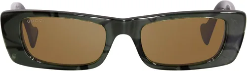 Vista 2 de Gucci GG0516S 014 VerdeBronce Rectangular 2.047 in Gafas de sol para mujer, VerdeDoradoLogotipo de bronceFlash