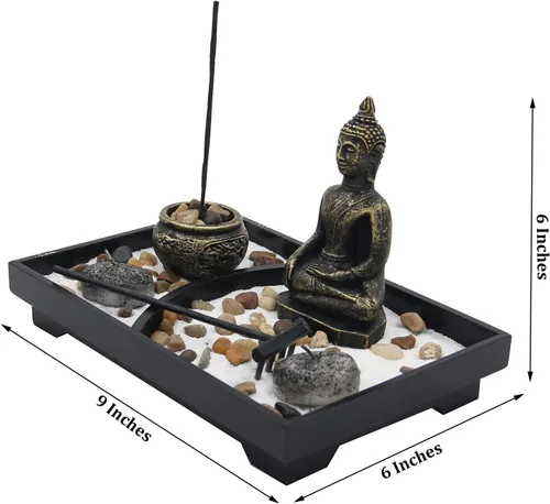Vista 6 de DharmaObjects Juego de portavelas Buddha Zen Garden Tea Light (Meditation Buddha)