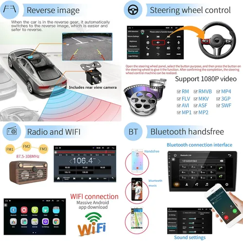 Vista 4 de Android 10.0 Double Din 9 Inch Car Stereo Audio 1080P Touchscreen in-Dash GPS Navigation Head Unit WiFi/Bluetooth/FM Radio for Chevrolet Epica