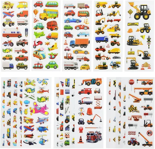 Vista 9 de 24 hojas (más de 400 unidades), calcomanías hinchadas en 3D de animales para niños pequeños, hojas de calcomanías preescolares a granel