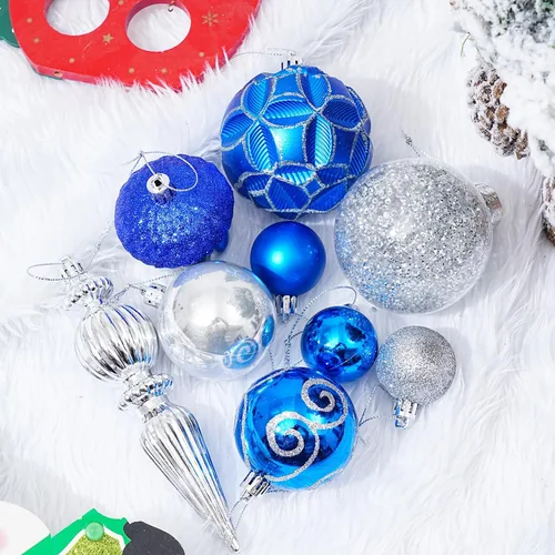 Vista 3 de 123 piezas de adornos de bolas de Navidad, bolas de plástico irrompibles para decoraciones clásicas de Navidad, adornos colgantes para árbol
