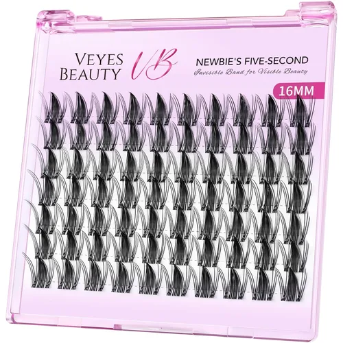 Vista 13 de VEYESBEAUTY Extensiones de Pestañas en Racimos Banda Delgada e Invisible DIY Pestañas Postizas Individuales Serie de Cinco Segundos