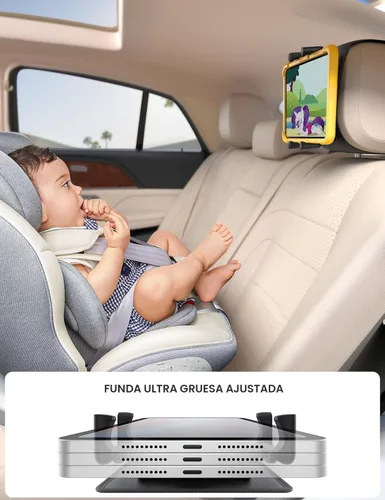 Vista 3 de Lamicall Soporte para tablet para reposacabezas de automóvil, compatible con funda gruesa, rotación de 360°, soporte de tableta de automóvil